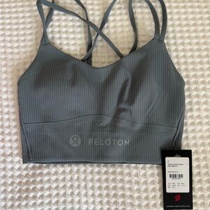 Lululemon Like A Cloud Ribbed Longline Sports Bra Size 2 NWT Blue Gray